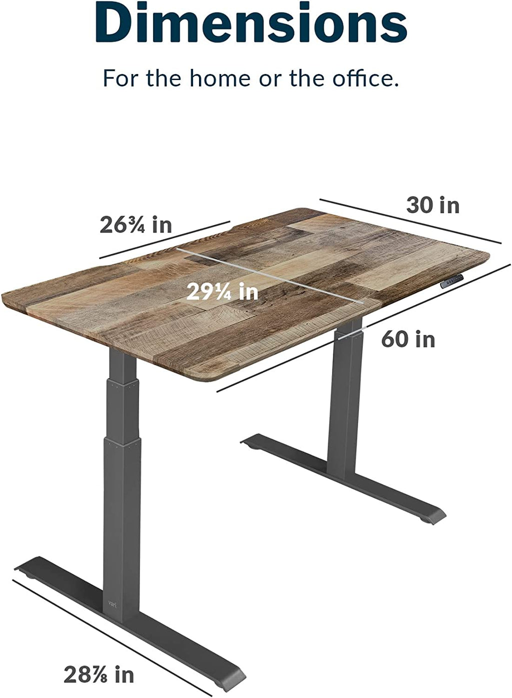 Electric Standing Desk 60" X 30" - Dual Motor Sit to Stand Desk - Push Button Memory Settings - Solid Top with Height Adjustable Steel Legs - Work or Home Office Desk - (Reclaimed Wood)