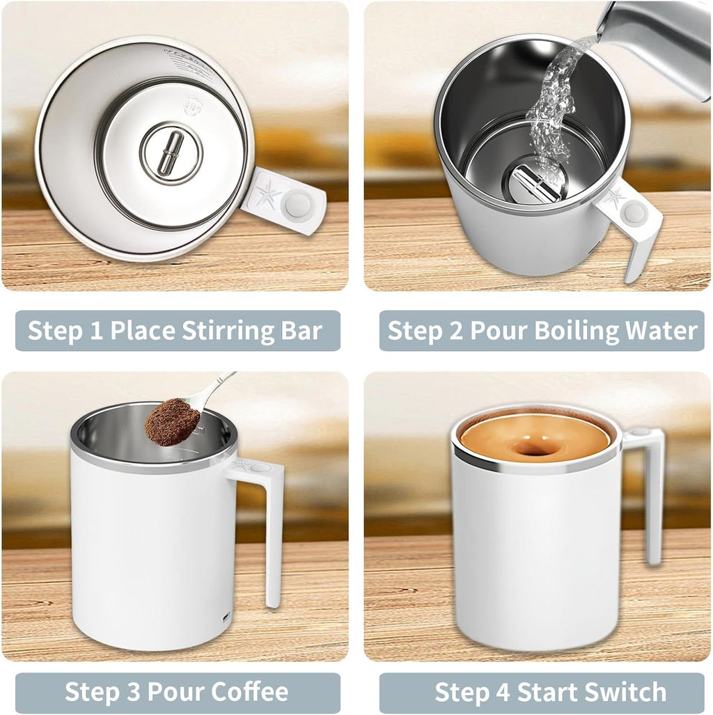 Rechargeable Self Stirring Mug, Self Stirring Coffee Mug Auto Magnetic Mug Magnetic Stirring Cup Rotating Home Office Travel Electric Stirring Mug Suitable for Coffee/Milk/Hot Chocolate